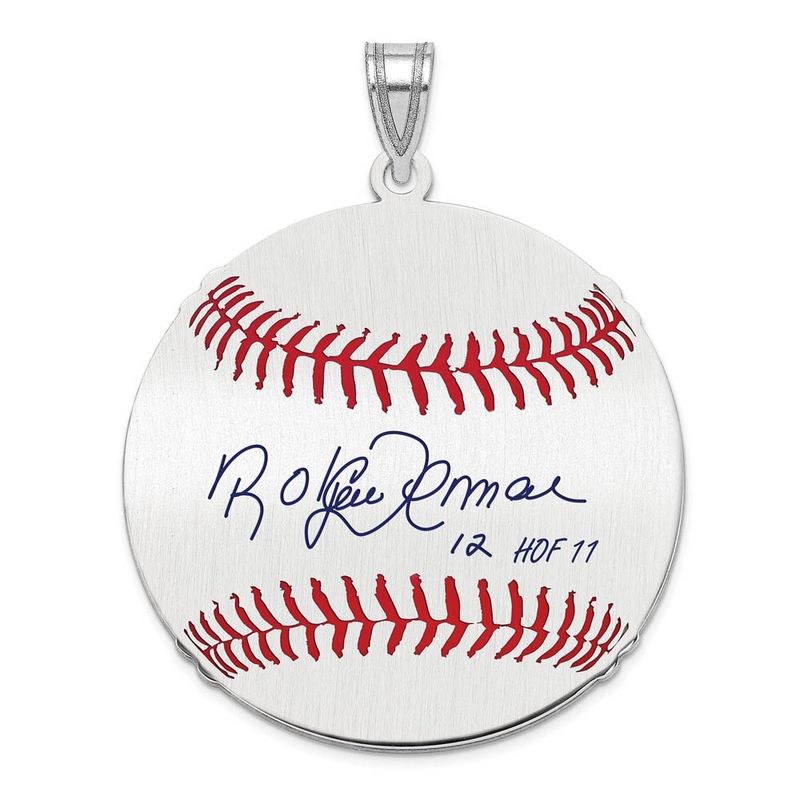 Sterling Silver Roberto Alomar Signature Lg Enamel Baseball Pendant